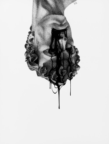 Рисунок под названием "Black thoughts in i…" - Rostislaw Tsarenko, Подлинное произведение искусства, Чернила