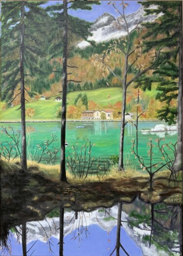 Schilderij getiteld "Hintersee" door Roswita Braunz (RoBra), Origineel Kunstwerk, Olie