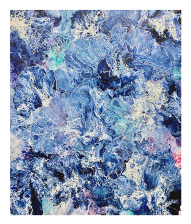 Ζωγραφική με τίτλο "Flowers in blue" από Roswita Braunz (RoBra), Αυθεντικά έργα τέχνης, Ακρυλικό