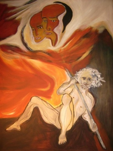 Malerei mit dem Titel "Prometheus - Raub d…" von Roswitha Förster, Original-Kunstwerk