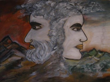 Malerei mit dem Titel "Janus - Vergangenhe…" von Roswitha Förster, Original-Kunstwerk