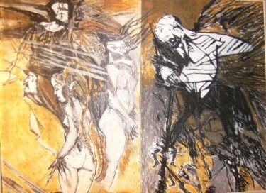 Pintura intitulada "Dante`s Inferno" por Roswitha Förster, Obras de arte originais, Giz