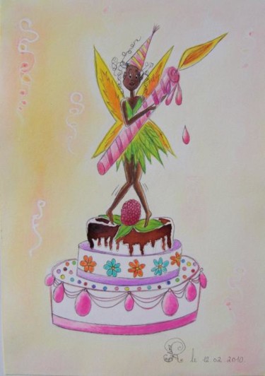Pittura intitolato "Joyeux anniversaire" da Rosyline, Opera d'arte originale, Olio