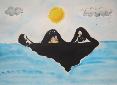 Peinture intitulée "L'horrible poisseux…" par Rosyline, Œuvre d'art originale