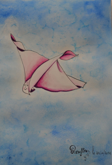 Peinture intitulée "Un mouchoir de poche" par Rosyline, Œuvre d'art originale, Aquarelle