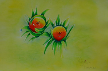 Malerei mit dem Titel "Pommettes fruitées" von Rosyline, Original-Kunstwerk, Aquarell