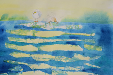 Peinture intitulée "Au-dessus du ciel" par Rosyline, Œuvre d'art originale, Aquarelle
