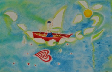 Dessin intitulée "Le petit pêcheur d'…" par Rosyline, Œuvre d'art originale