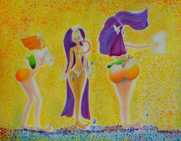 Peinture intitulée "Les trois grâces et…" par Rosyline, Œuvre d'art originale