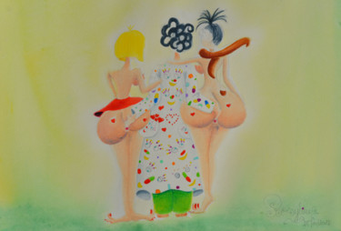 Peinture intitulée "Pourvus qu'elles so…" par Rosyline, Œuvre d'art originale, Aquarelle