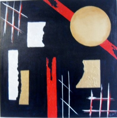 Peinture intitulée "rouge et or" par Rosym, Œuvre d'art originale, Acrylique