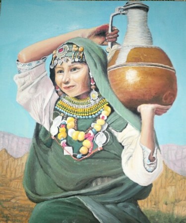 Malerei mit dem Titel "La femme amazirt" von Schwarz Blume, Original-Kunstwerk, Acryl