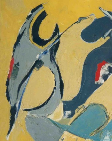 Pittura intitolato "cavalli sul giallo…" da Jbarsciglié, Opera d'arte originale