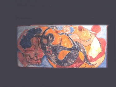 Pittura intitolato "cavalieri in lotta" da Jbarsciglié, Opera d'arte originale