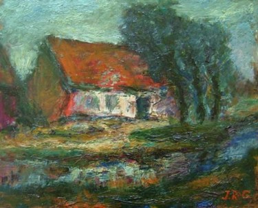 Painting titled "Worpsweder Farmhous…" by Johannes Rother-Glass, Original Artwork