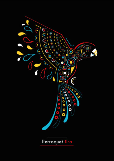 Arte digital titulada "Perroquet Ara" por Thibaud Metras, Obra de arte original, Trabajo Digital 2D