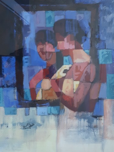 Painting titled "Miroir (8)" by Abdeslam Rouahi, Original Artwork, Acrylic