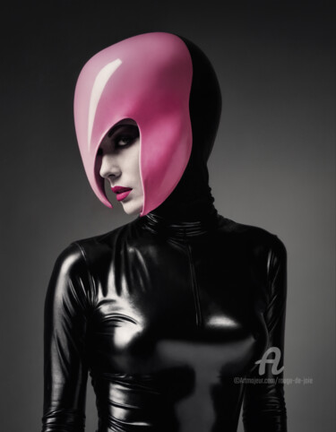 Arts numériques intitulée "Latex Masquerade I" par Rouge De Joie, Œuvre d'art originale, Image générée par l'IA