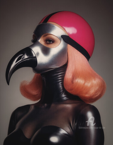Digital Arts titled "Latex Masquerade II" by Rouge De Joie, Original Artwork, AI generated image
