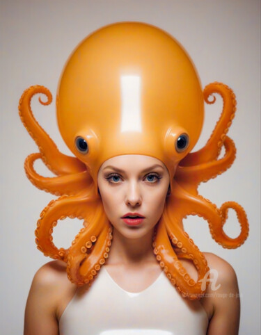 Digital Arts με τίτλο "Latex Octopus I" από Rouge De Joie, Αυθεντικά έργα τέχνης, Εικόνα που δημιουργήθηκε με AI