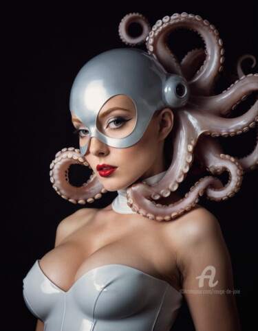 Digitale Kunst mit dem Titel "Latex Masquerade VI" von Rouge De Joie, Original-Kunstwerk, KI-generiertes Bild