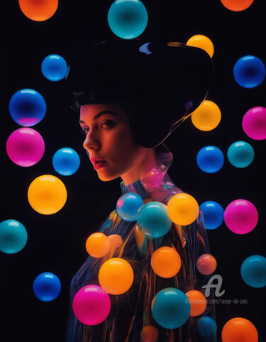 Digitale Kunst mit dem Titel "Latex Bubbles Girl…" von Rouge De Joie, Original-Kunstwerk, KI-generiertes Bild