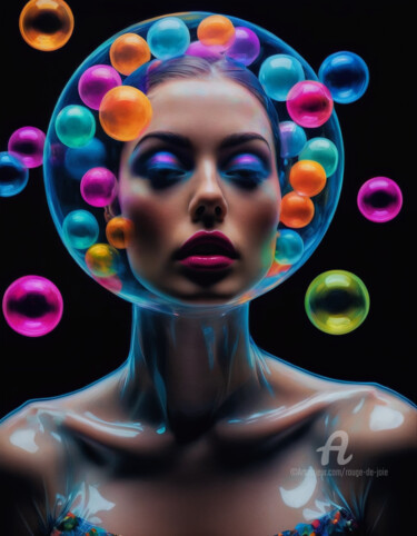 "Latex Bubbles Girl…" başlıklı Dijital Sanat Rouge De Joie tarafından, Orijinal sanat, AI tarafından oluşturulan görüntü