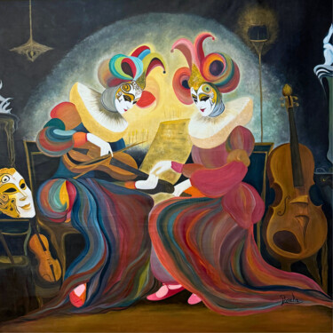 Painting titled "Venetian Serenade" by Roula Chreim, Original Artwork, Acrylic