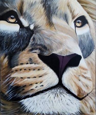 Peinture intitulée "Lion" par Stéphanie Roumiguié, Œuvre d'art originale, Acrylique