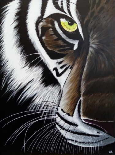 Peinture intitulée "L'oeil du tigre" par Stéphanie Roumiguié, Œuvre d'art originale, Acrylique