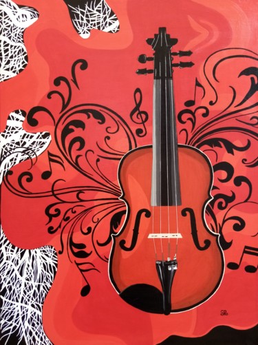 Peinture intitulée "Violon / La musique…" par Stéphanie Roumiguié, Œuvre d'art originale, Acrylique