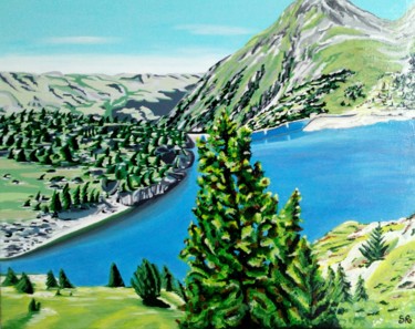 Peinture intitulée "Lac des Camporells…" par Stéphanie Roumiguié, Œuvre d'art originale, Acrylique