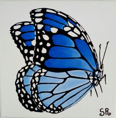Peinture intitulée "Papillon bleu 1" par Stéphanie Roumiguié, Œuvre d'art originale, Acrylique