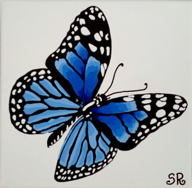 Peinture intitulée "Papillon bleu 2" par Stéphanie Roumiguié, Œuvre d'art originale, Acrylique