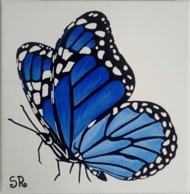 Peinture intitulée "Papillon bleu 3" par Stéphanie Roumiguié, Œuvre d'art originale, Acrylique