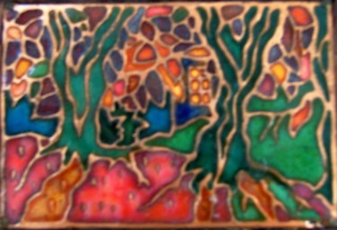 Gravures & estampes intitulée "Sous-Bois" par Frédérique Rouquette, Œuvre d'art originale, Métaux Monté sur Panneau de bois