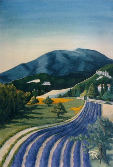 「Provence」というタイトルの絵画 Frédérique Rouquetteによって, オリジナルのアートワーク, アクリル ウッドストレッチャーフレームにマウント