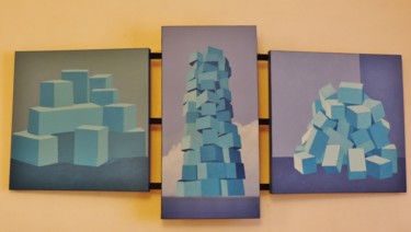 Peinture intitulée "Triptyque cartons b…" par Jean Daniel Rousseau, Œuvre d'art originale, Acrylique