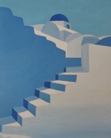 Peinture intitulée "architecture bleue…" par Jean Daniel Rousseau, Œuvre d'art originale, Acrylique
