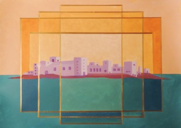 Pintura titulada "composition horizon…" por Jean Daniel Rousseau, Obra de arte original, Acrílico