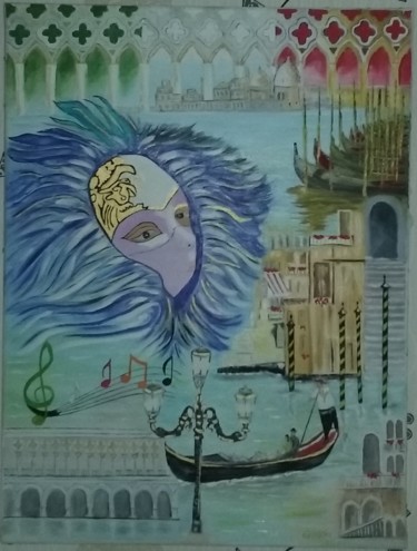 Pintura intitulada "Venise" por Jean Paul Rousseau, Obras de arte originais, Óleo