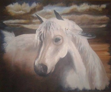 Картина под названием "cheval" - Sylvie Rousselle, Подлинное произведение искусства, Акрил