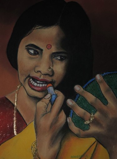 Pittura intitolato "Nepal" da Sylvie Rousselle, Opera d'arte originale, Pastello