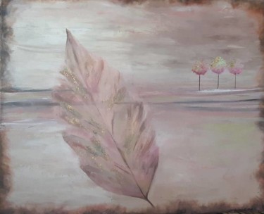 Painting titled "feuille" by Sylvie Rousselle, Original Artwork, Acrylic