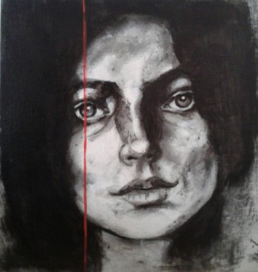 Malerei mit dem Titel "Portrait: Femme 2 (…" von Nikou, Original-Kunstwerk, Acryl Auf Keilrahmen aus Holz montiert