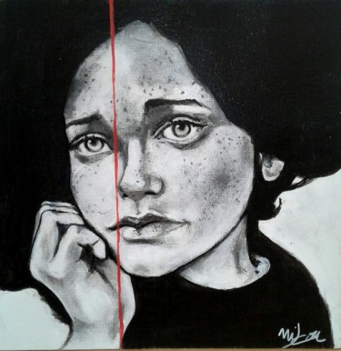 Peinture intitulée "Portrait: Femme 3 (…" par Nikou, Œuvre d'art originale, Acrylique Monté sur Châssis en bois