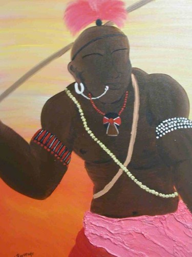 Peinture intitulée "guerrier massai" par Isabelle Rouveure, Œuvre d'art originale