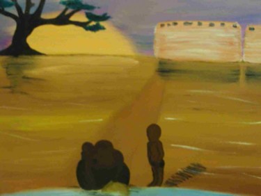 Peinture intitulée "un soir en afrique" par Isabelle Rouveure, Œuvre d'art originale