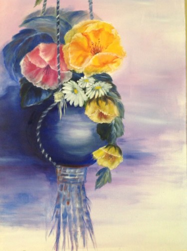 Peinture intitulée "Vase bleu" par Chantou 1954, Œuvre d'art originale