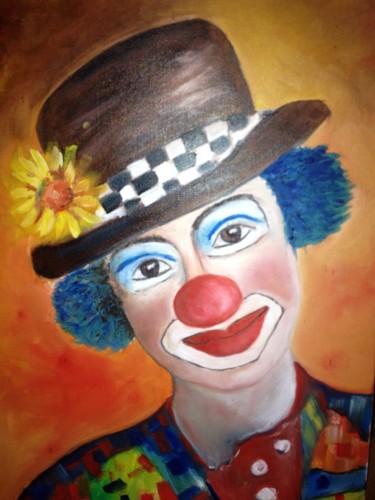 Peinture intitulée "Clown mélancolique" par Chantou 1954, Œuvre d'art originale